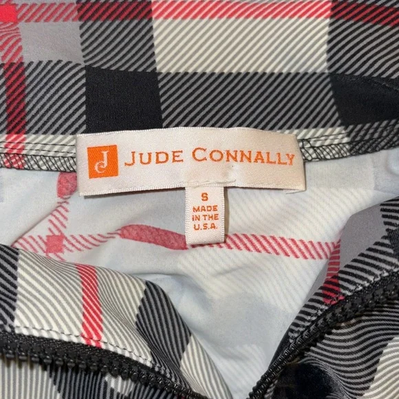 Jude Connally Elodie Black Gray Red Plaid Print Quarter Zipper Mini Dress - S
